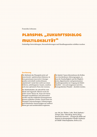 Planspiel „Zukunftsdialog Multilokalität“