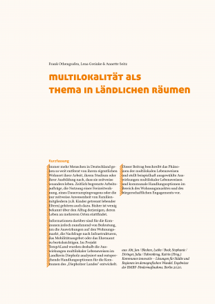 Multilokalität als Thema in ländlichen Räumen