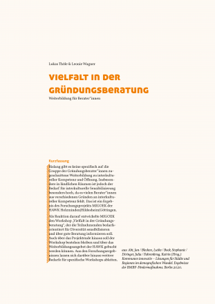 Vielfalt in der Gründungsberatung