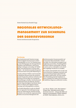 Regionales Entwicklungsmanagement zur Sicherung der Daseinsvorsorge