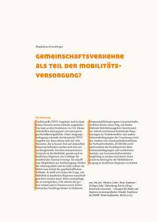 Gemeinschaftsverkehre als Teil der Mobilitätsversorgung?