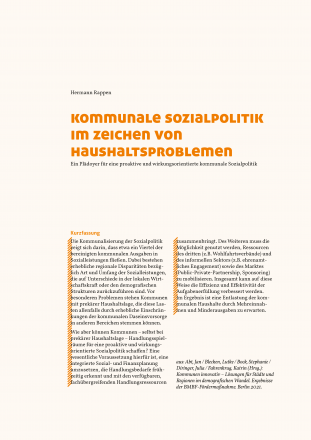Kommunale Sozialpolitik im Zeichen von Haushaltsproblemen Kommunale Sozialpolitik im Zeichen von Haushaltsproblemen