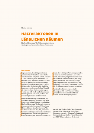 Haltefaktoren in ländlichen Räumen Haltefaktoren in ländlichen Räumen