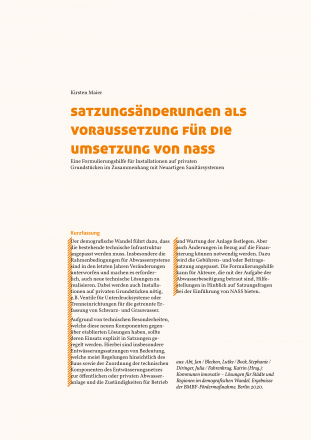 Satzungsänderungen als Voraussetzung für Neuartige Sanitärsysteme Satzungsänderungen als Voraussetzung für Neuartige Sanitärsysteme