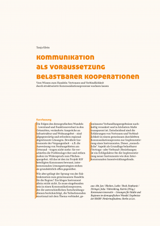 Kommunikation als Voraussetzung belastbarer Kooperationen