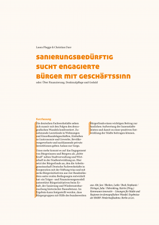 Sanierungsbedürftig sucht engagierte Bürger mit Geschäftssinn