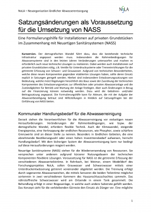 Satzungsänderungen als Voraussetzung für Neuartige Sanitärsysteme